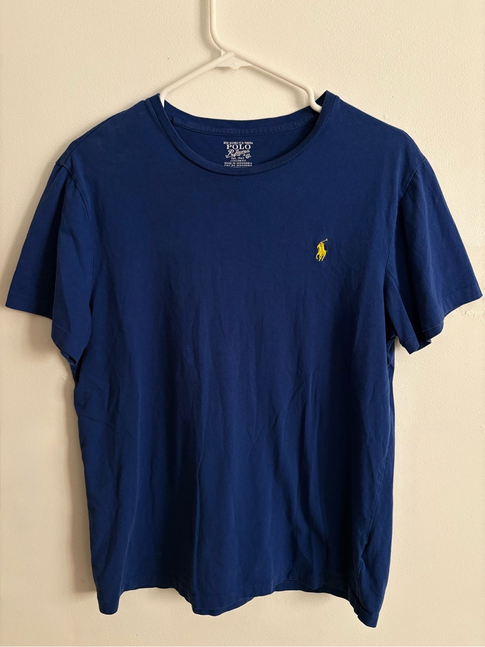 Polo by Ralph Lauren Navy Short Sleeve Crew Tee with Yellow Logo